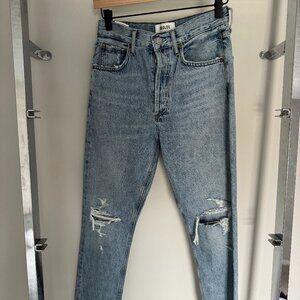 AGOLDE Riley Crop Jeans Distressed Knee High Rise Size 25